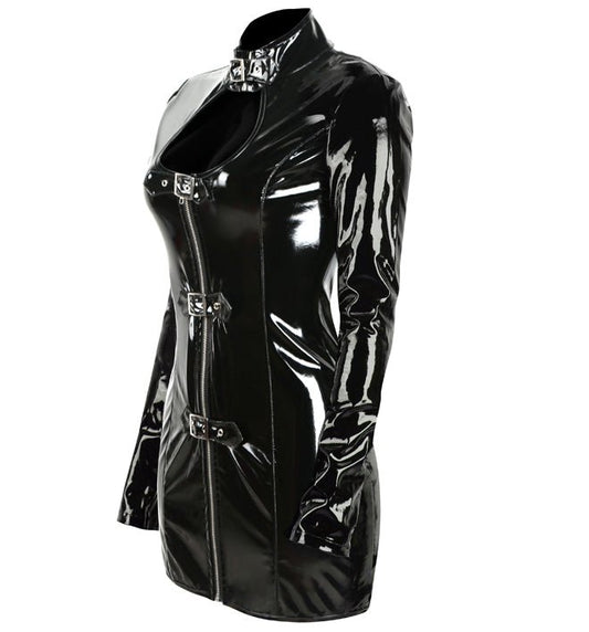 Metallic Wet Look Mini Dress - Late Night Lingerie