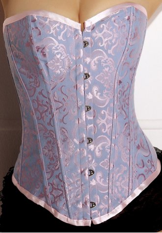 Blue Glamourous Jacquard Floral Overbust Corset Bustier