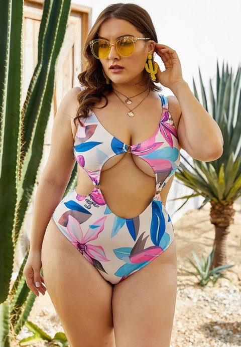 Plus Cut Out Detail Swimsuit - Late Night Lingerie