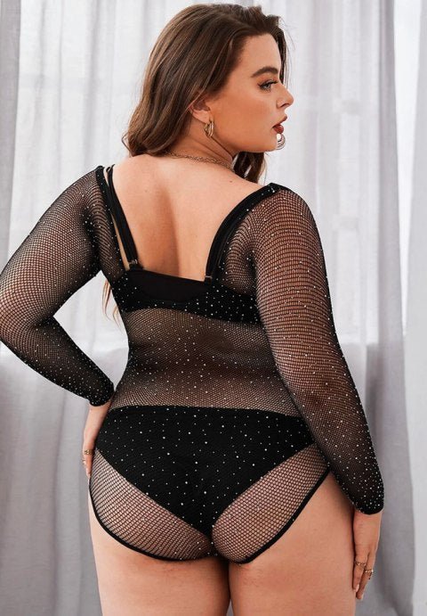 Plus Size Black Sheer Elegance Teddy - Late Night Lingerie