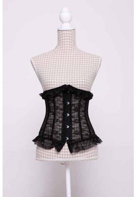 Plus Size Black Sheer Lace Underbust Corset - Late Night Lingerie