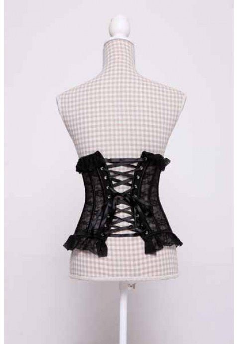 Plus Size Black Sheer Lace Underbust Corset - Late Night Lingerie