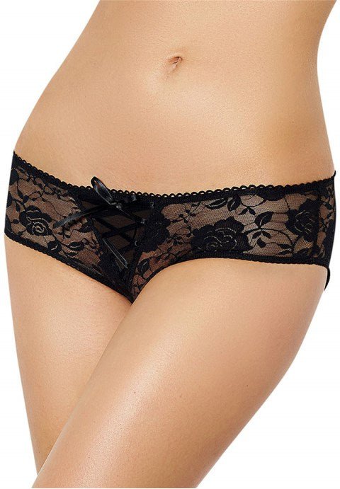 Plus Size Floral Lace Strappy Open Crotch Panty - Late Night Lingerie