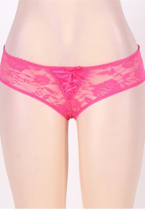 Plus Size Floral Lace Strappy Open Crotch Panty - Late Night Lingerie