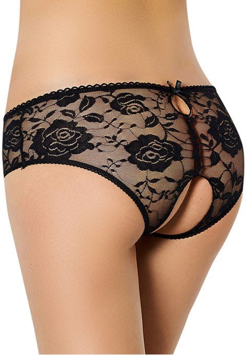 Plus Size Floral Lace Strappy Open Crotch Panty - Late Night Lingerie