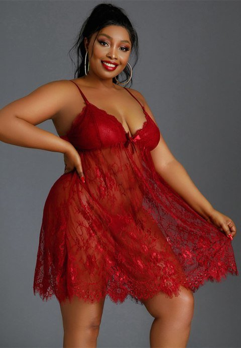 Plus Size Sheer Temptations Babydoll Set - Late Night Lingerie