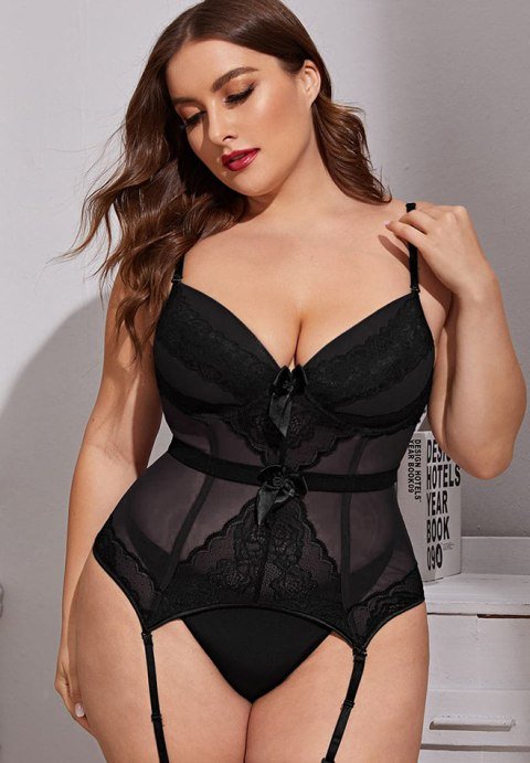 Plus Size Time's Up Bustier Set - Late Night Lingerie