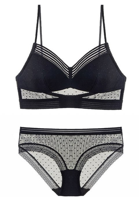 Polka Dot Mesh Bralette Set - Late Night Lingerie