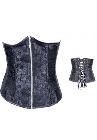 Jacquard Tapestry Zipper FrontUnderbust Corset