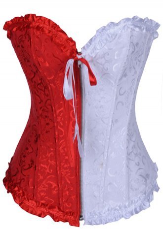 Red and White Jacquard Tapestry Corset Bustier - Late Night Lingerie