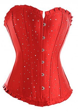 Red Classic Broadway Sequins Long Line Corset Bustier - Late Night Lingerie