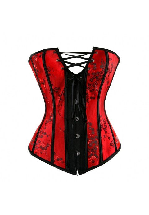 Red Laced Bust Overbust Corset Bustier - Late Night Lingerie