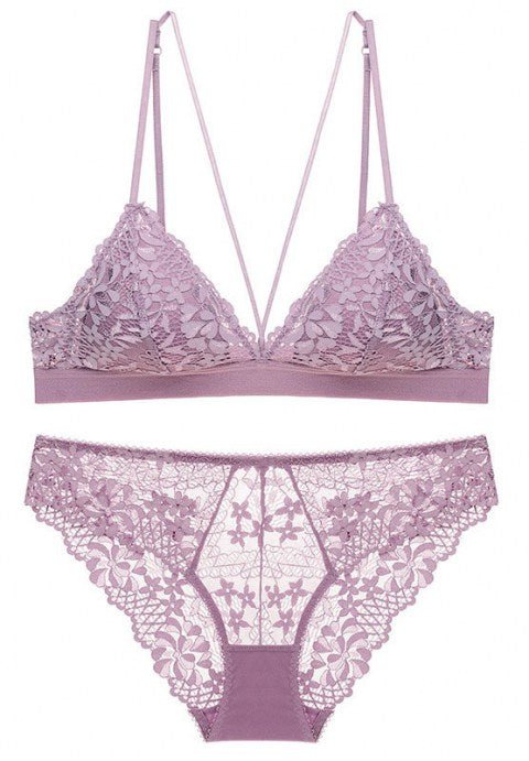 Sexy Embroidered Lace Push up Bralette Set - Late Night Lingerie