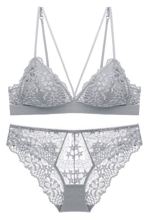 Sexy Embroidered Lace Push up Bralette Set - Late Night Lingerie