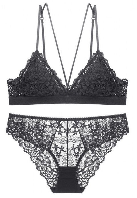 Sexy Embroidered Lace Push up Bralette Set - Late Night Lingerie