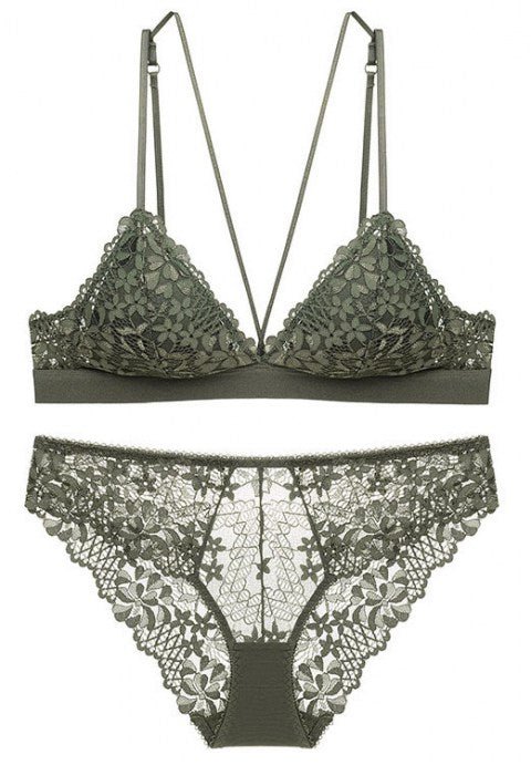 Sexy Embroidered Lace Push up Bralette Set - Late Night Lingerie
