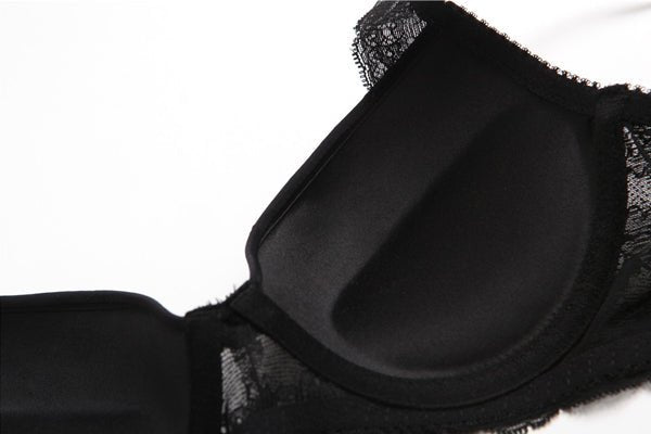 Sexy Floral Lace Rhinestone Underwire Push Up Bra Underwear Set - Late Night Lingerie