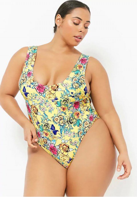 Sexy Plus Size Floral Print One Piece - Late Night Lingerie