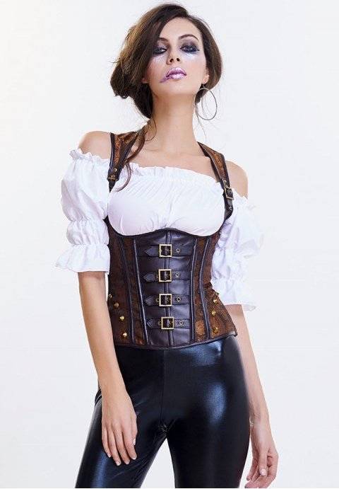 Sexy Steampunk Faux Leather Corset - Late Night Lingerie
