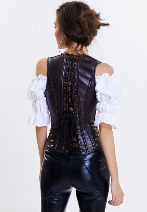 Sexy Steampunk Faux Leather Corset - Late Night Lingerie
