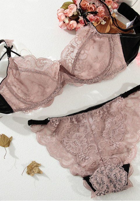 Sheer Lace Bra Lingerie Set - Late Night Lingerie