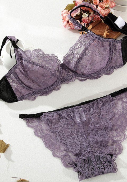 Sheer Lace Bra Lingerie Set - Late Night Lingerie