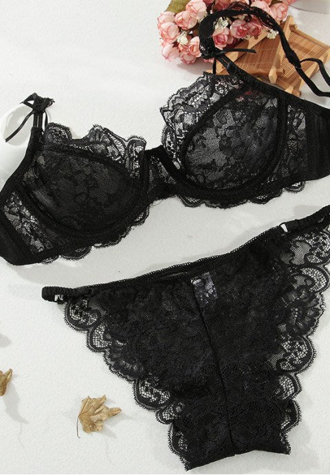 Sheer Lace Bra Lingerie Set - Late Night Lingerie