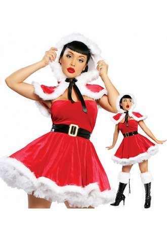 Velvet Christmas Costumes Strapless Mini Dress - Late Night Lingerie