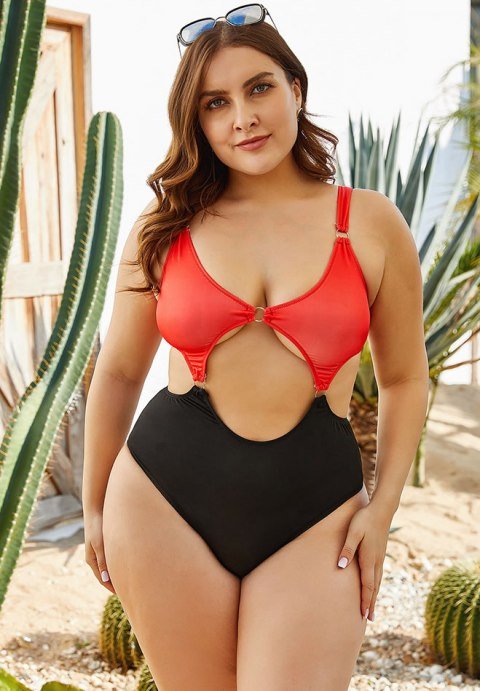 Womens Plus Size Cutout Swimsuit One Piece - Late Night Lingerie