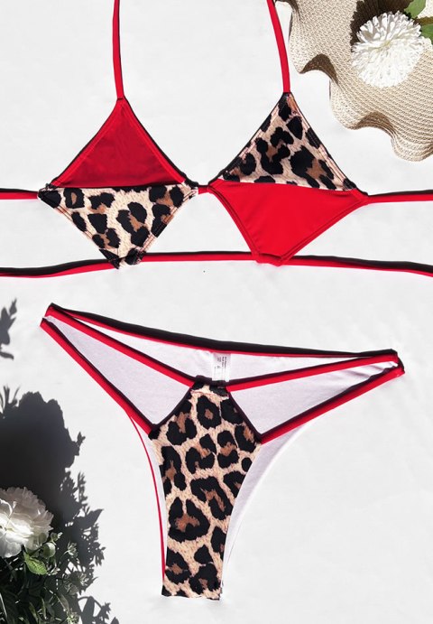 Leopard Cut-out Halter Bikini Swimsuit